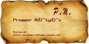 Prommer Mátyás névjegykártya
